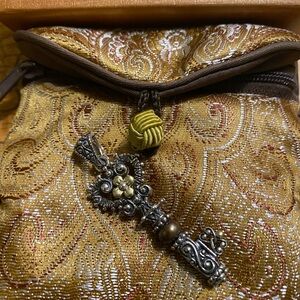 Barbara BIXBY sterling/18k Gold and chocolate pearl key pendant